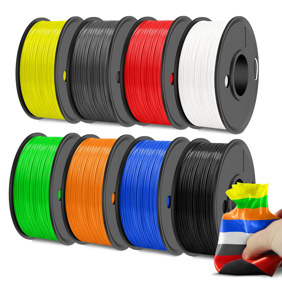 PLA 3D Printer Filament, Red, Green, Orange, Black and White color -250g