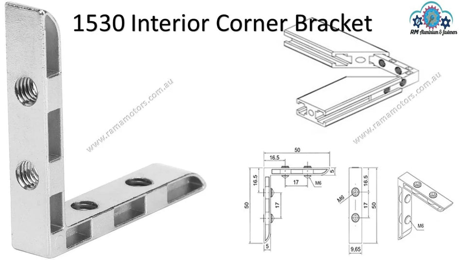 1530 L-Shape Interior Corner Connector Joint Bracket (with M6 screws)