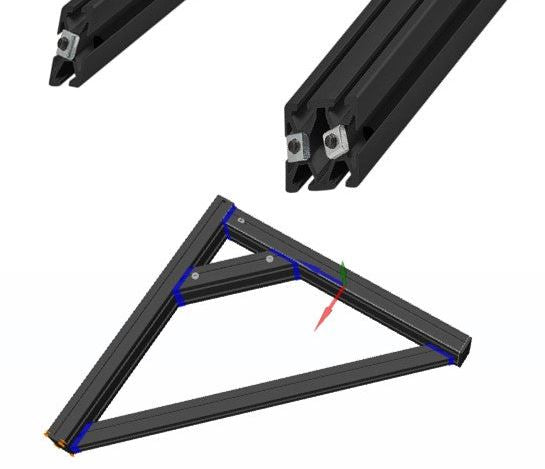 2040 Black T-slot  45 Degree Support 320mm Length