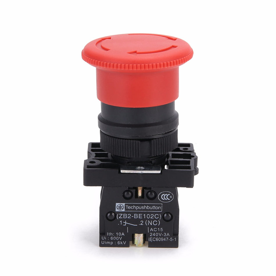 220V 10A Red NC 22mm Emergency Stop Mushroom Push button